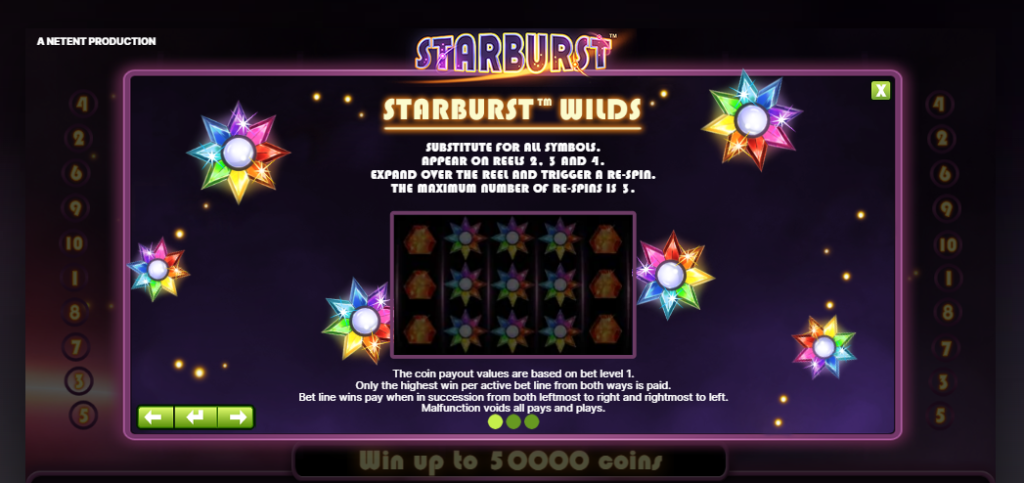 Starburst slot igra "Wild" funkcija